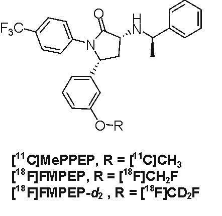 Structures of [<sup>11</sup>C]MePPEP, [<sup>18</sup>F]FMPEP, and [<sup>18</sup>F]FMPEP-d2